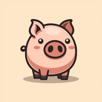 recommend clip art: pig cartoon flat illustration minimal line art