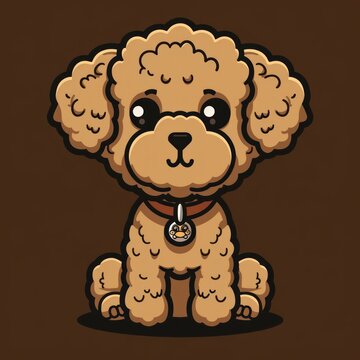 recommend clip art: Poodle dog cartoon flat illustration minimal line art