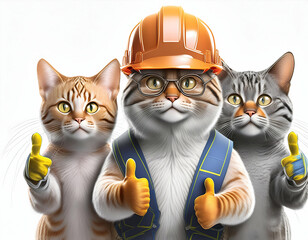Obraz premium Cat engineering construction electrical with tools isolated on white background illustration vector design for t shirt wallpaper 