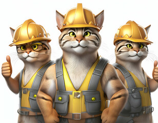 Obraz premium Cat engineering construction electrical with tools isolated on white background illustration vector design for t shirt wallpaper 