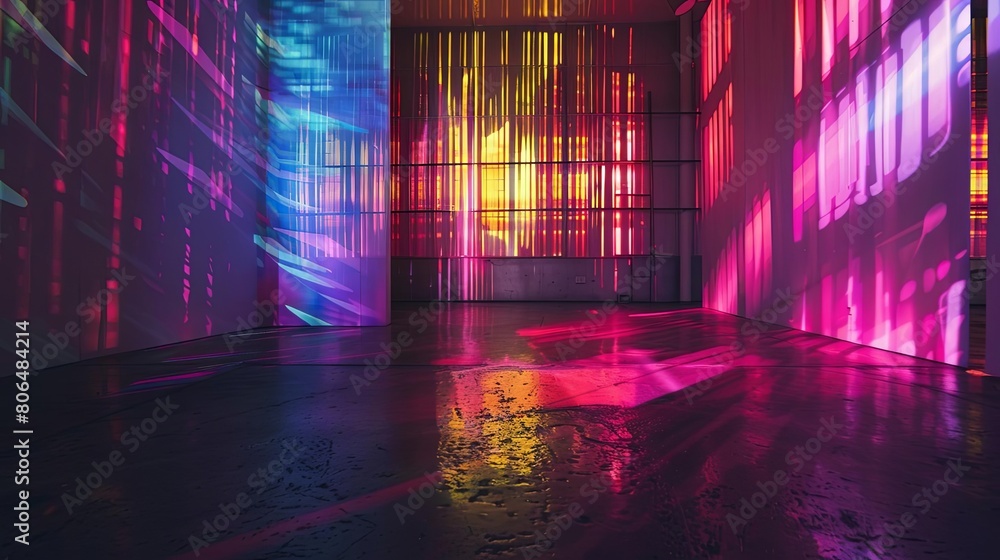 Poster interaction between light and color in abstract space