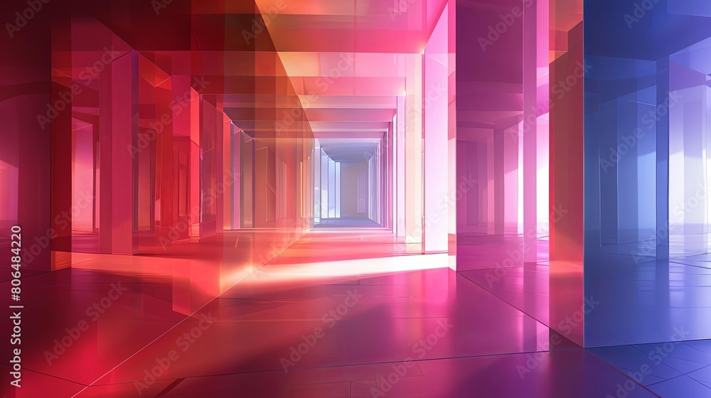 Poster interaction between light and color in abstract space