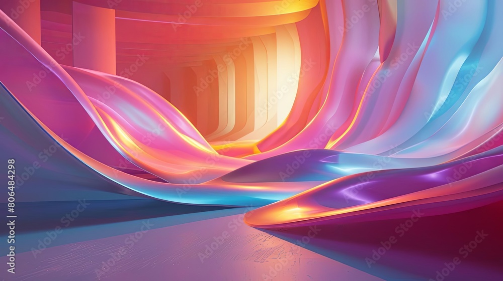 Poster interaction between light and color in abstract space