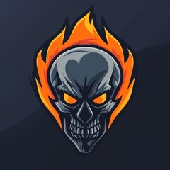 skull fire head simple logo solid flat color
