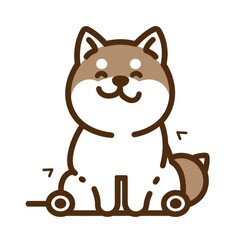Akita dog cartoon flat illustration minimal line art