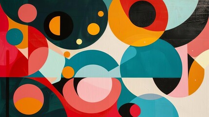 visual contrast between organic and geometric shapes in a painting