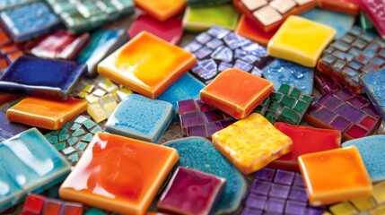 A deluxe mosaic art kit with a variety of colorful and glossy tiles perfect for creating intricate designs.