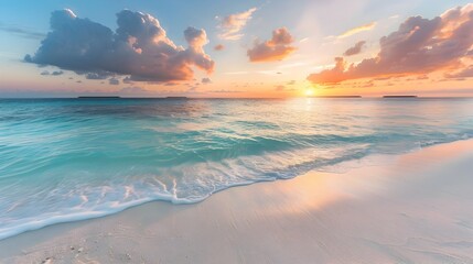 Morning Tranquility Secluded Maldives Beach at Sunrise Radiating Luxury Travel Generative ai