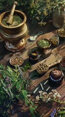 Fototapeta premium Herbal Healing Remedies Still Life
