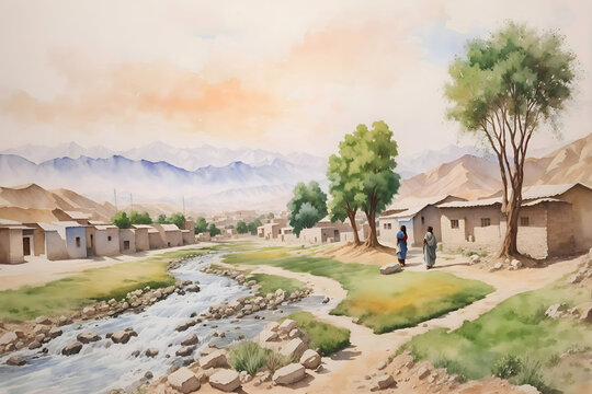 Baghlan Afghanistan Country Landscape Illustration Art