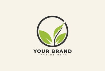 Simple Leaf Logo Design Template