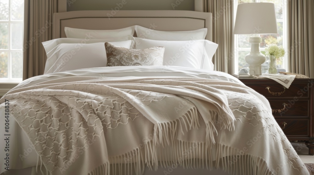 Poster a sumptuous cashmere throw finished with delicate fringe and adorned with a subtle yet intricate pat
