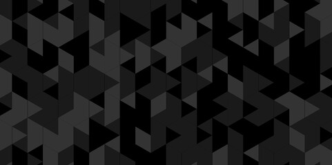 Vector geometric seamless technology gray and black triangle background. Abstract digital grid light pattern black Polygon Mosaic triangle Background, business and corporate background.