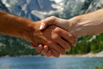 A close-up image of a handshake between a mentor and a protégé in a corporate environment, illustrating guidance and mentorship
