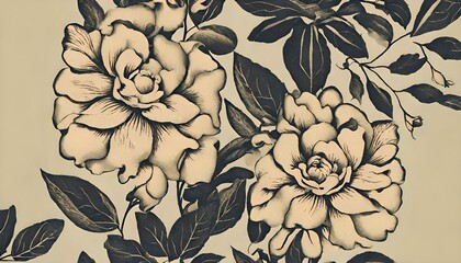 flower white and black vintage 