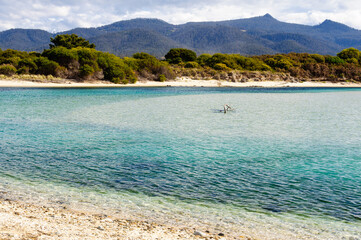 Henderson Lagoon with its almost transparent waters is a major bird sanctuary - Falmouth, Tasmania, Australia