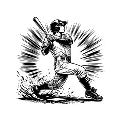 baseball player silhouette vector illustration batting do home run