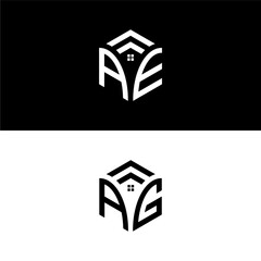 AE AG hexagon logo vector, hexagon home logo, real estate and construction logo, develop, natural, luxury, modern, finance logo, strong, suitable for your company.
