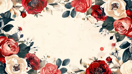 Craft a banner filled with floralinspired elements from end to end Leave the center portion empty for customizable messaging Ensure the design exudes sophistication and flair