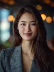 Obraz premium workplace joy with a radiant young businesswoman, a beautiful manager, glowing with positivity while creating in her modern office sanctuary. Generative AI.