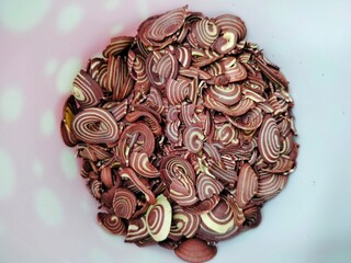 Kue Kuping Gajah or elephant ear cake seen up close