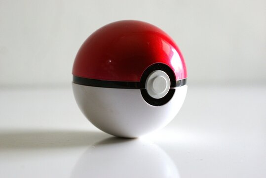 Close up image of Pokeball on white background, Pokemon theme background