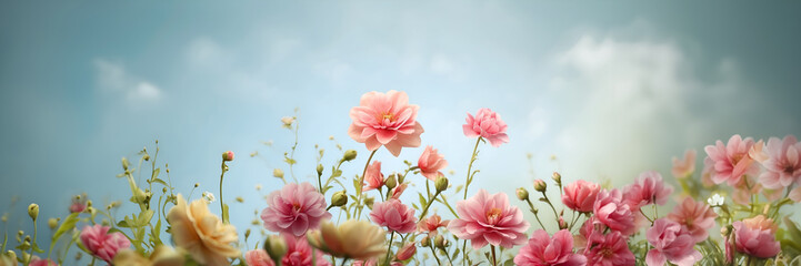 A colorful flower bouquet with pink, yellow, and white flowers. for banner design.