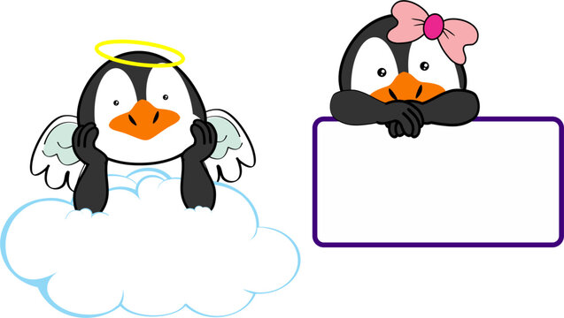 cute little penguin baby angel cartoon pack colletion in vector fornat