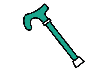 walking cane icon. icon related to elderly. flat line icon style. old age element illustration