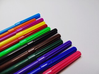 Fototapeta premium Felt Tip Markers. Colorful Felt Tip Markers isolated on white background. Colorful marker set.