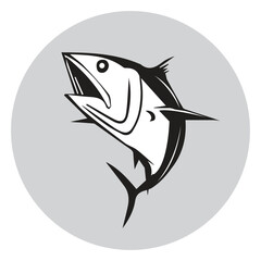 Tuna fish jumping out of the water - cut out vector icon
