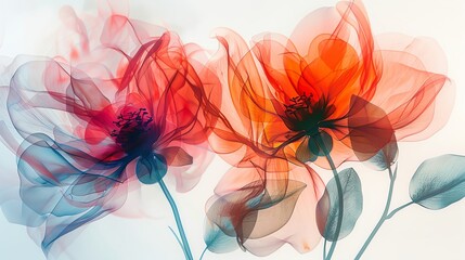 Produce a striking close-up shot with an ethereal x-ray effect, focusing on intricate details of a botanical subject in watercolor
