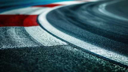 A close up of a race track with a white line on the ground © Dusit