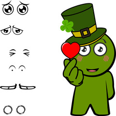 st patrick day character cartoon kawaii expresions pack collection in vector format