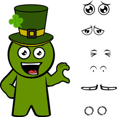 st patrick day character cartoon kawaii expresions pack collection in vector format