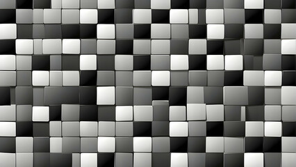 A high contrast image featuring a 3D array of white and black cubic shapes pixelated in appearance