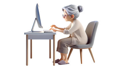 Ederly woman sitting at a work desk