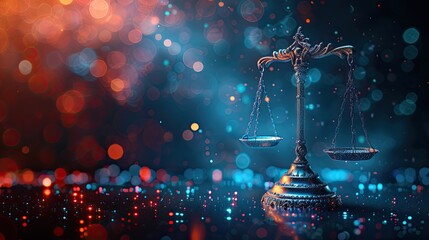 The image shows a glowing blue scale on a dark blue background with a red and orange bokeh.
