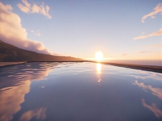 Fototapeta premium sunset over the lake