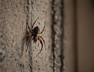 spider on the wall, nature wildlife photography.