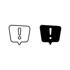 Exclamation sign icon, important mark, attention sign, warning speech bubble color editable