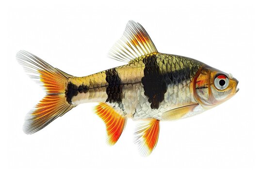 Tiger Barb, isolated on white, aquarium fish