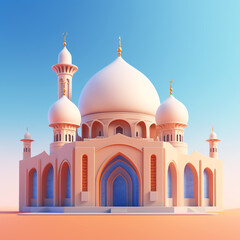 Fototapeta na wymiar 3d modern mosque with gradient background