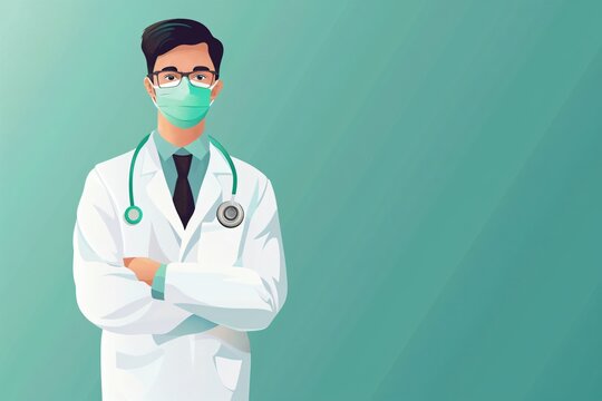 Illustration of young glasses doctor template for medical quotes