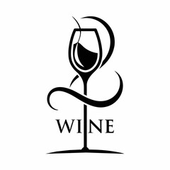 A modern wine glass logo concept vector art illustration (15)