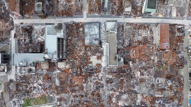 Aerial view of a town destroyed by fire caused by an earthquake that occurred on the Noto Peninsula, Ishikawa Prefecture, Japan on January 1, 2024 part5