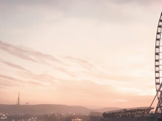 Naklejka premium eiffel tower at sunset