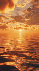 Obraz premium This breathtaking scene captures the tranquil beauty of a sunset over the ocean, as the sky blazes with vibrant shades of orange and red. Swirling clouds dance gracefully across the horizon