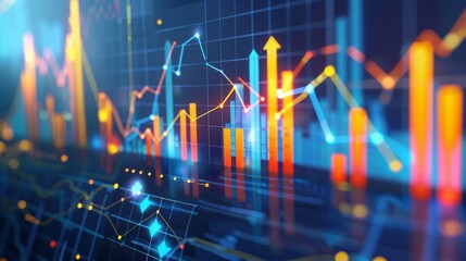 Financial growth chart for stock market investment trading. Closeup stock market data chart visualization.	