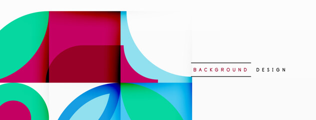 Fototapeta premium An artistic composition inspired by nature, featuring a mix of circles and rectangles in electric blue and magenta tones on a white background